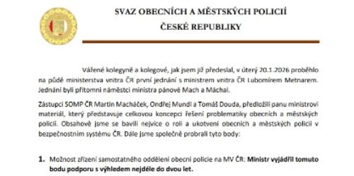 Výstup z jednání s Ministrem vnitra ČR Lubomírem Metnarem
